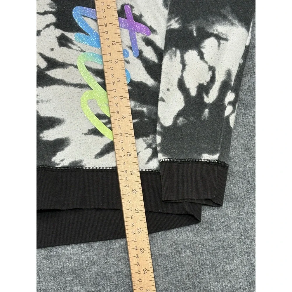 Justice Girls‎ XL 16/18 Tie Dye Hoodie Black White Glitter Logo Sweatshirt